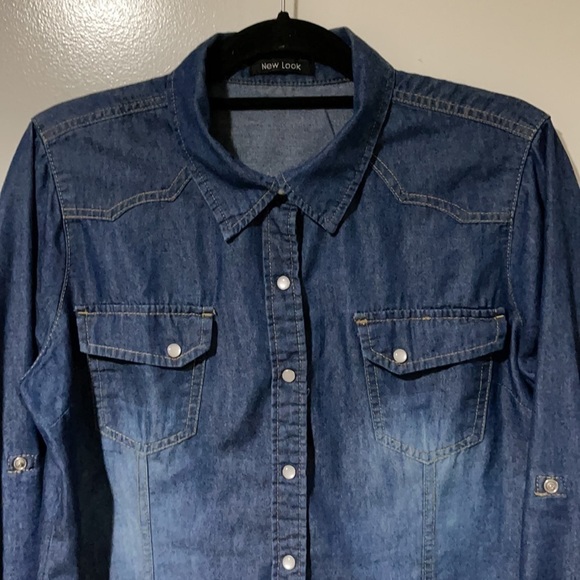 New Look Long Sleeves Button Up Blouse 100%Cotton Size L Like New - Picture 2 of 9